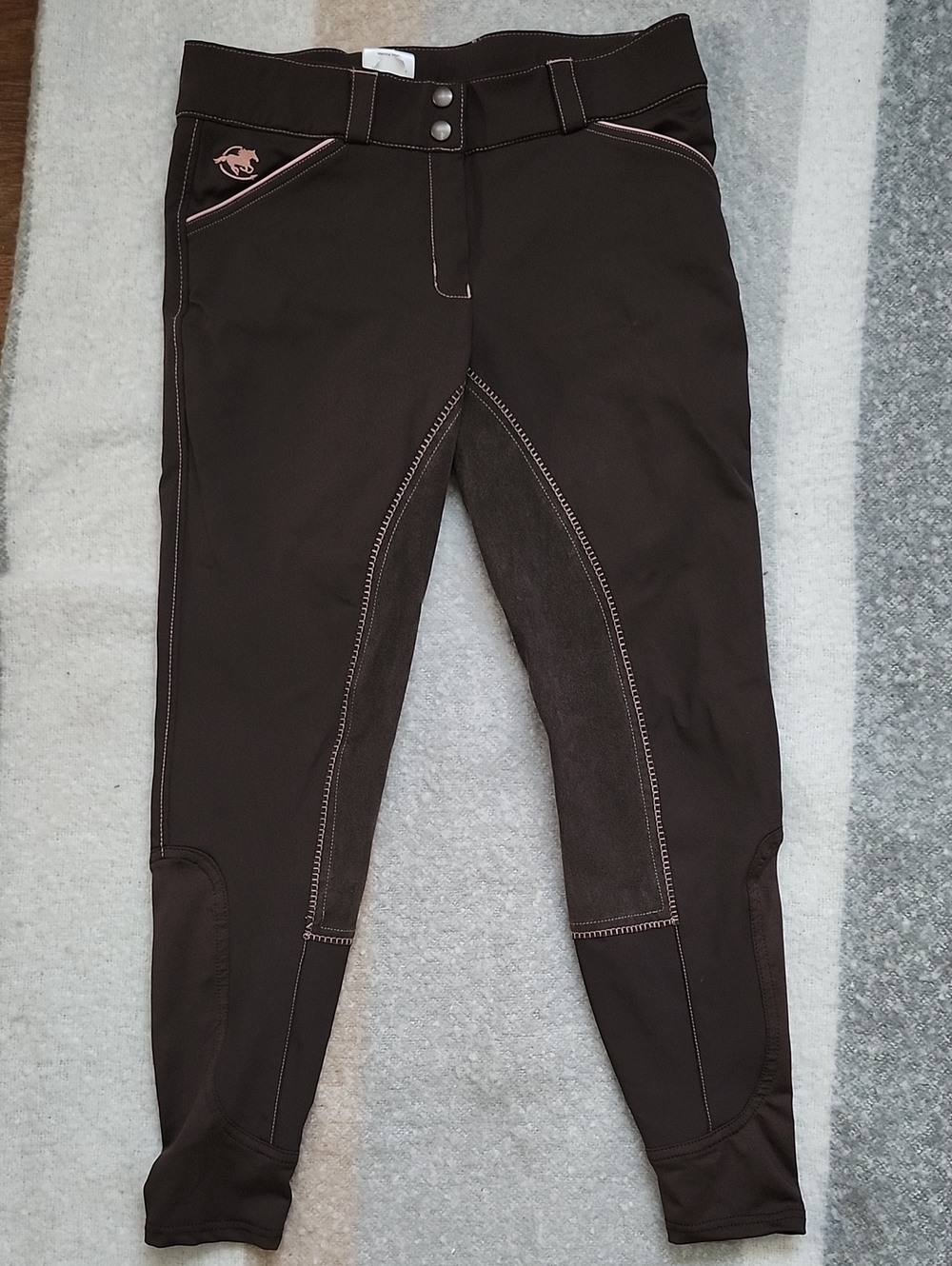 Piper by SmartPak Women's Equestrian Riding Breeches - Brown/Pink Trim Sz 28R
